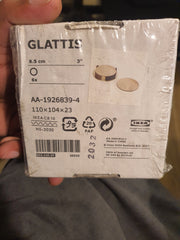 GLATTIS Coasters with holder, brass-colour, 8.5 cm