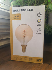 ROLLSBO LED bulb E27 300 lumen, dimmable/globe brown clear glass 125 mm