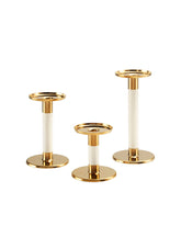 GLITTRIG candlestick s3 ivory/gold-colour