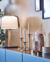 GLITTRIG candlestick s3 ivory/gold-colour
