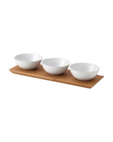 TYNGDLOS tray w 3 bwls bamboo/white