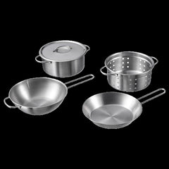 DUKTIG 5-piece toy cookware set, stainless steel colour