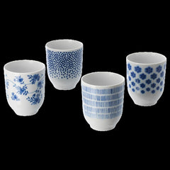 ENTUSIASM mug 22 cl patterned/blue 4-p