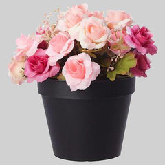 FEJKA Artificial potted plant, in/outdoor/Rose multicolour 12 cm