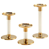 GLITTRIG candlestick s3 ivory/gold-colour