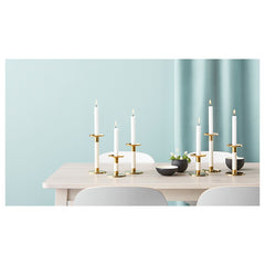 GLITTRIG candlestick s3 ivory/gold-colour