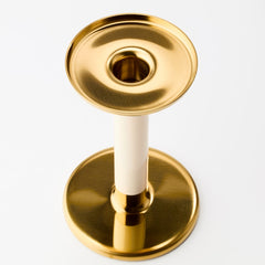 GLITTRIG candlestick s3 ivory/gold-colour
