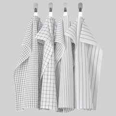 RINNIG RINNIG Tea Towel 45x60 White Dark Grey/Patterned 4Pcs