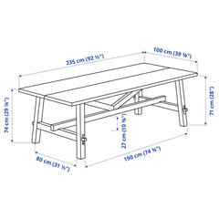 SKOGSTA Dining table, acacia/black, 235x100 cm