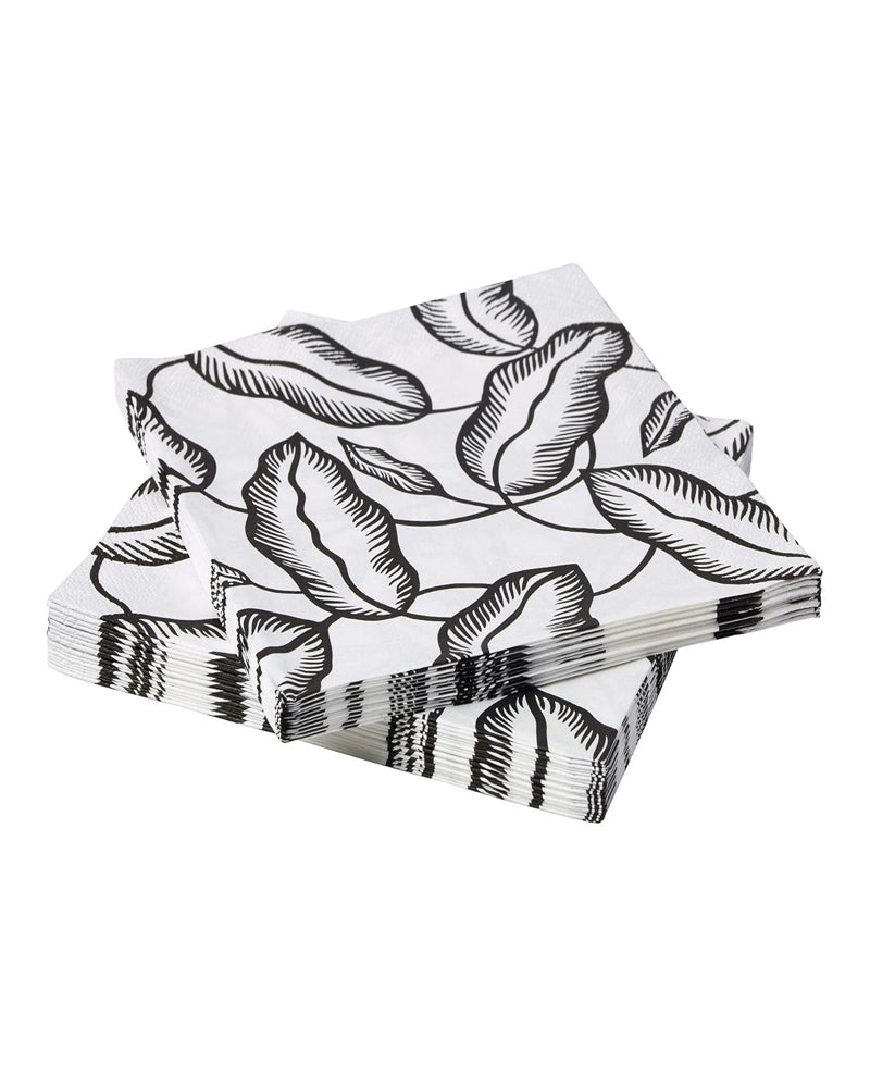 AVSIKTLIG PAPER NAPKIN 33X33 WHI/BLK LEAVES 30-