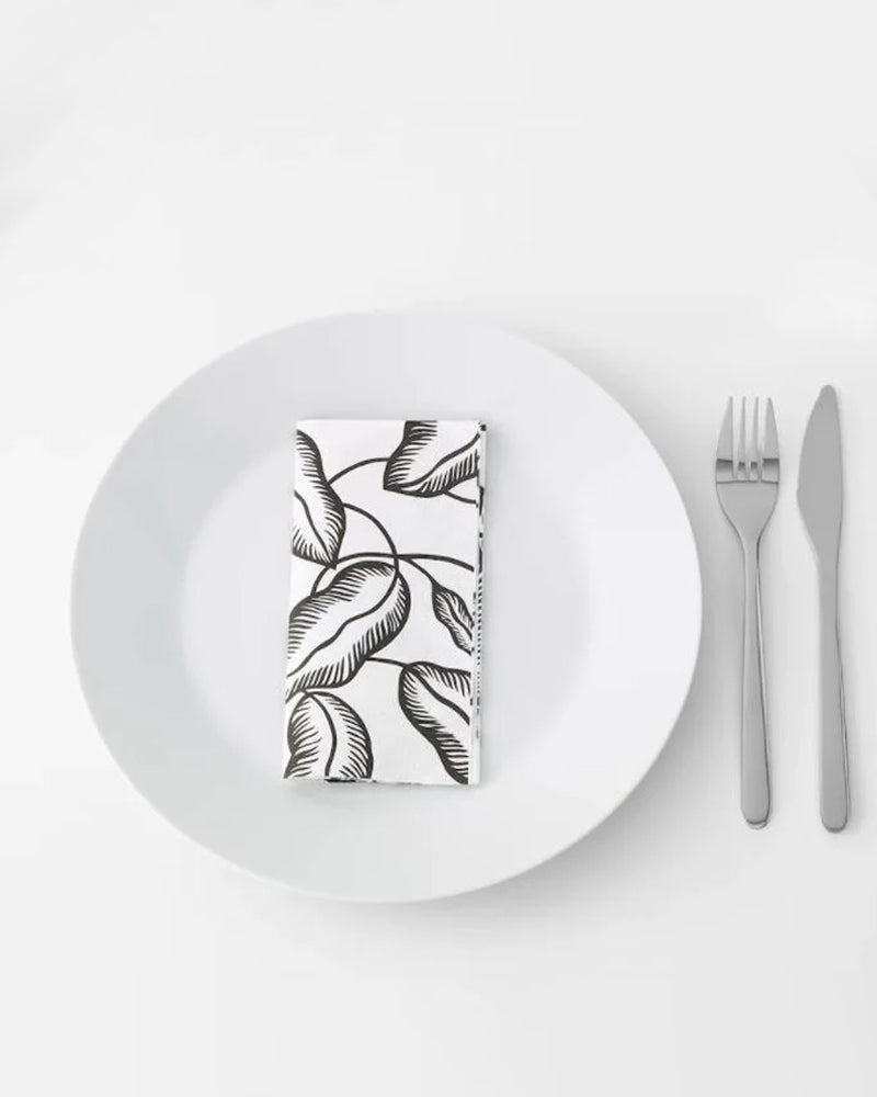AVSIKTLIG PAPER NAPKIN 33X33 WHI/BLK LEAVES 30-