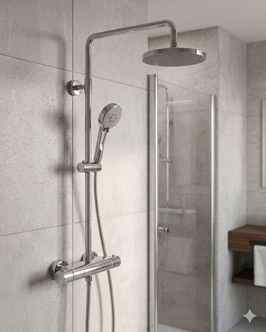 BROGRUND Shower set with thermostatic mixer, chrome-plated