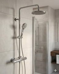 BROGRUND Shower set with thermostatic mixer, chrome-plated