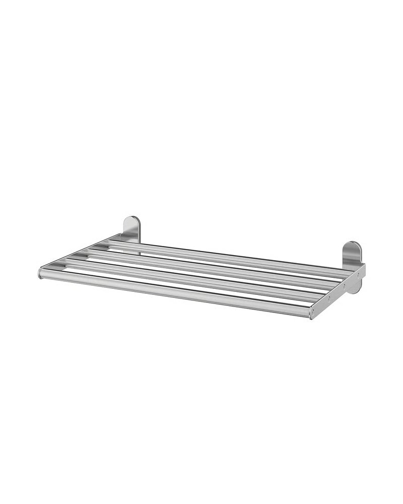 BROGRUND Wall shelf with towel rail, stainless steel, 67x27 cm
