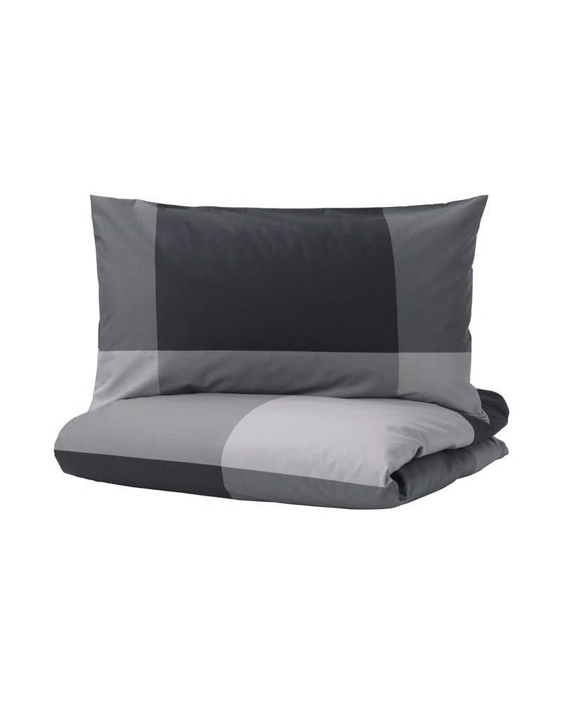 BRUNKRISSLA Duvet cover and 2 pillowcases, black, 240x220/50x80 cm