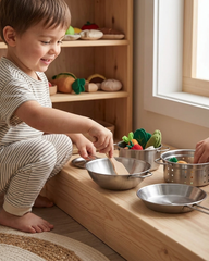 DUKTIG 5-piece toy cookware set, stainless steel colour
