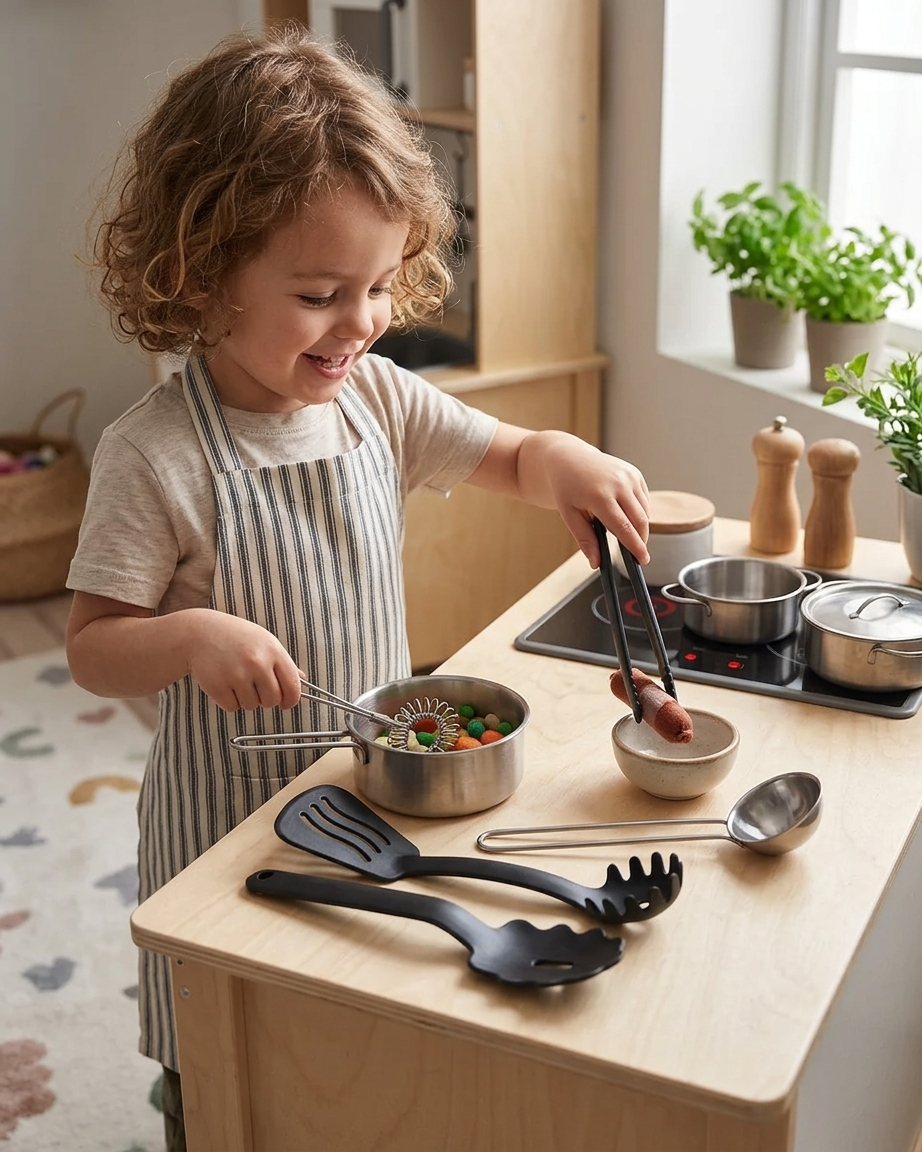 DUKTIG 5-piece toy kitchen utensil set, multicolor