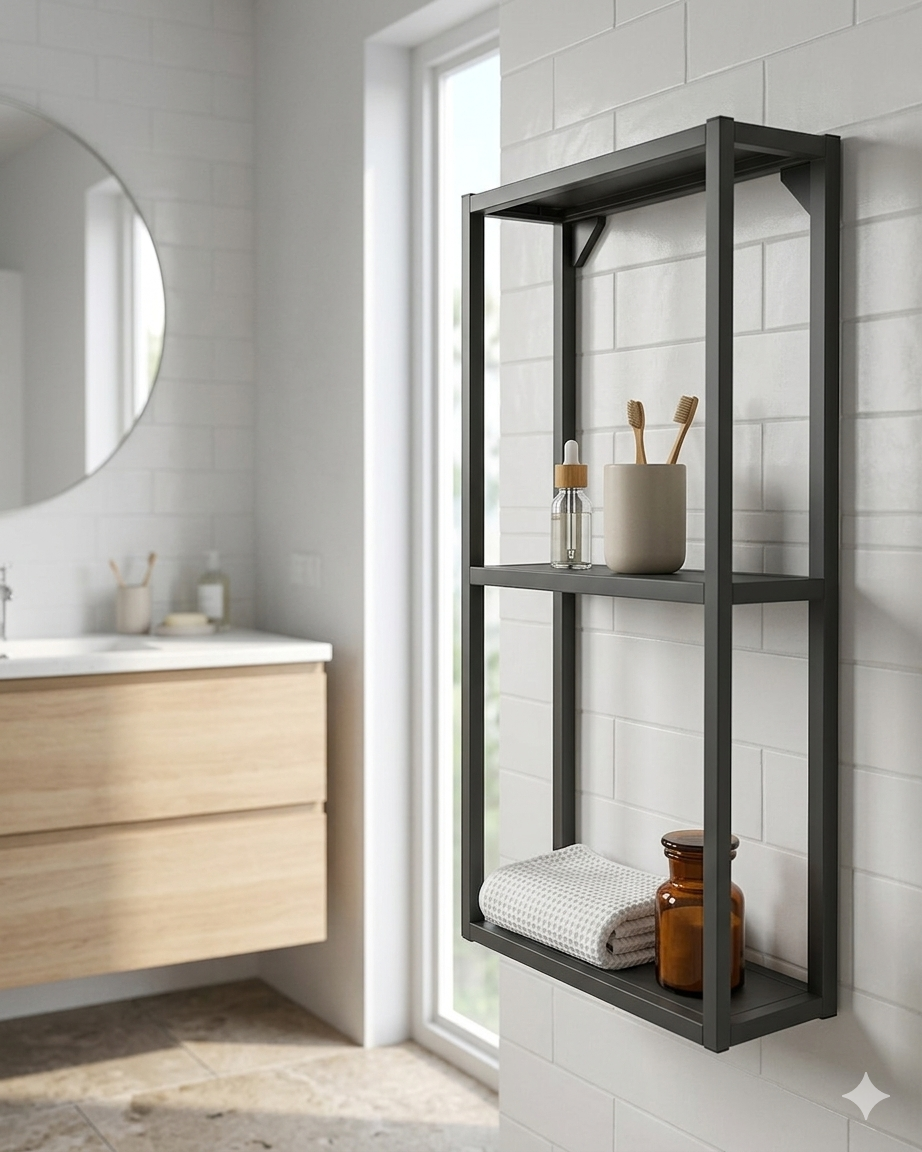 ENHET Wall fr w shelves, anthracite, 40x15x75 cm