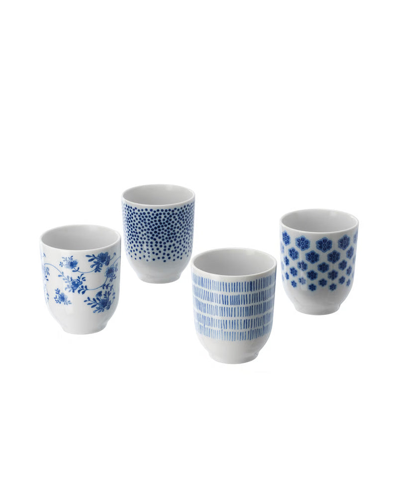 ENTUSIASM mug 22 cl patterned/blue 4-p