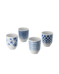 ENTUSIASM mug 22 cl patterned/blue 4-p