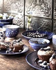 ENTUSIASM mug 22 cl patterned/blue 4-p
