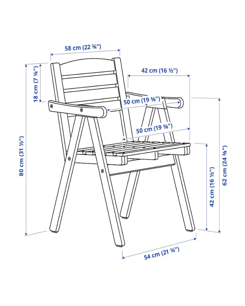 FALHOLMEN CHAIR With Armrests, Out Grey - Brown Stained