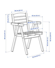 FALHOLMEN CHAIR With Armrests, Out Grey - Brown Stained