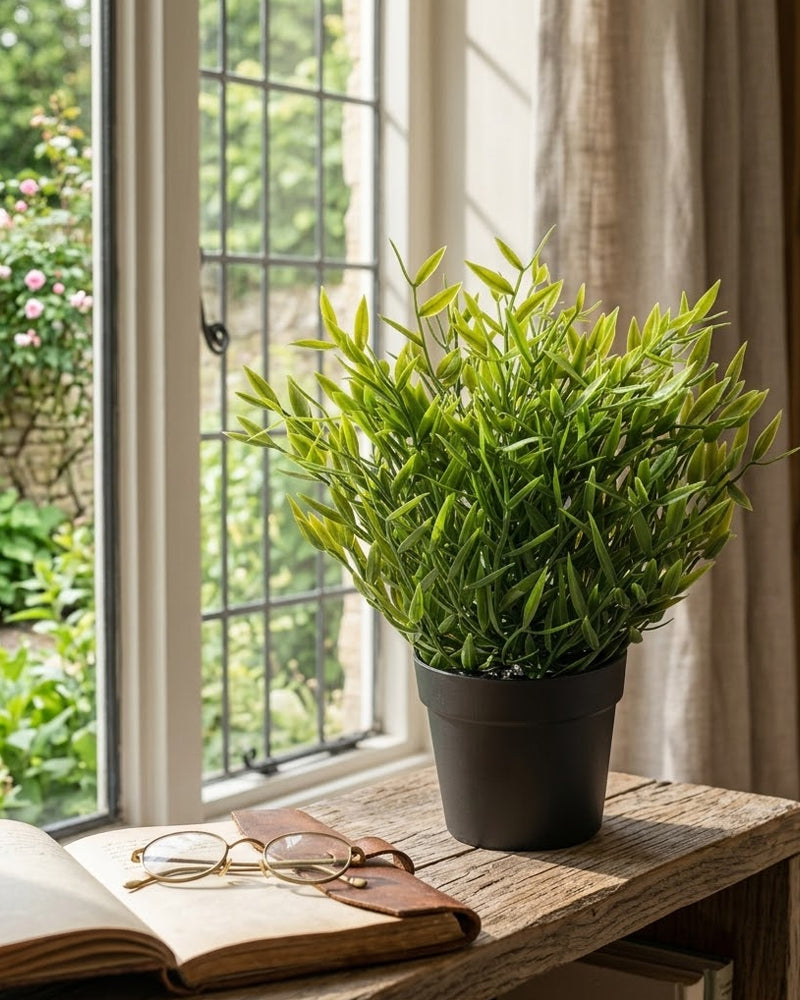 FEJKA Artificial Potted Plant 9 In/Outdoor House Bamboo