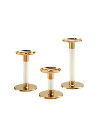 GLITTRIG candlestick s3 ivory/gold-colour