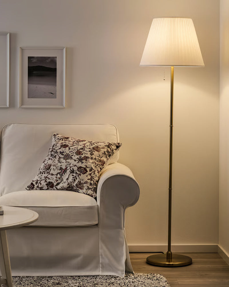 KRYSSMAST Floor lamp base, brass-plated
