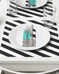 PIPIG Place MAT 37X37 STRIPED/BLACK/WHITE