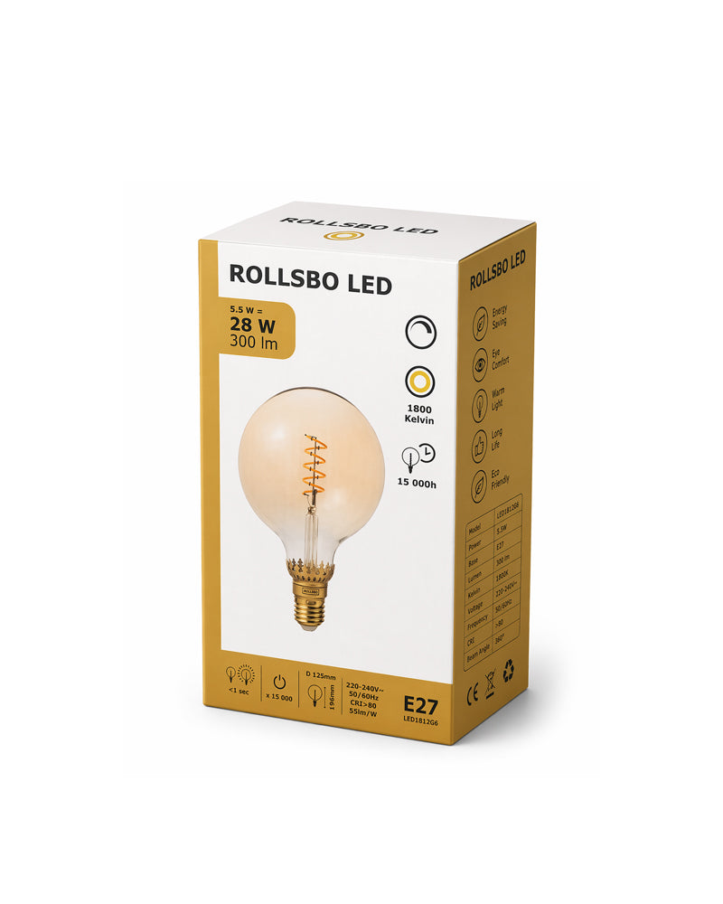 ROLLSBO LED bulb E27 300 lumen, dimmable/globe brown clear glass 125 mm