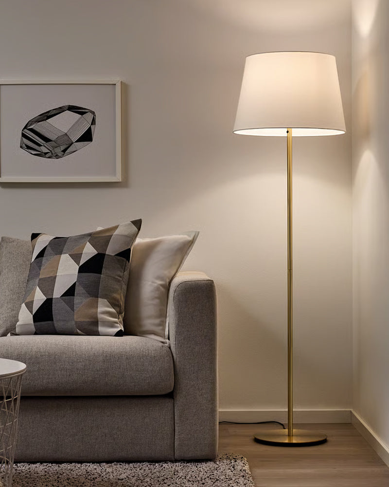 SKAFTET Floor lamp base, brass-colour
