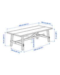 SKOGSTA Dining table, acacia/black, 235x100 cm