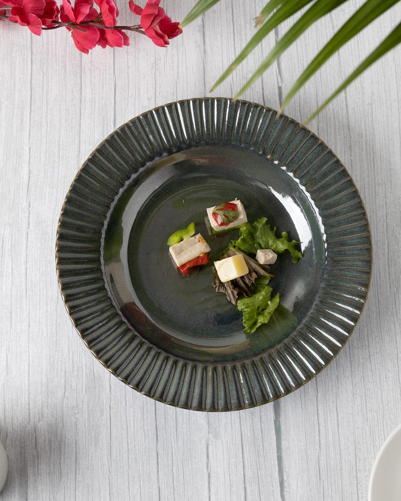 STRIMMIG Plate, stoneware grey, 27 cm