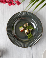 STRIMMIG Plate, stoneware grey, 27 cm