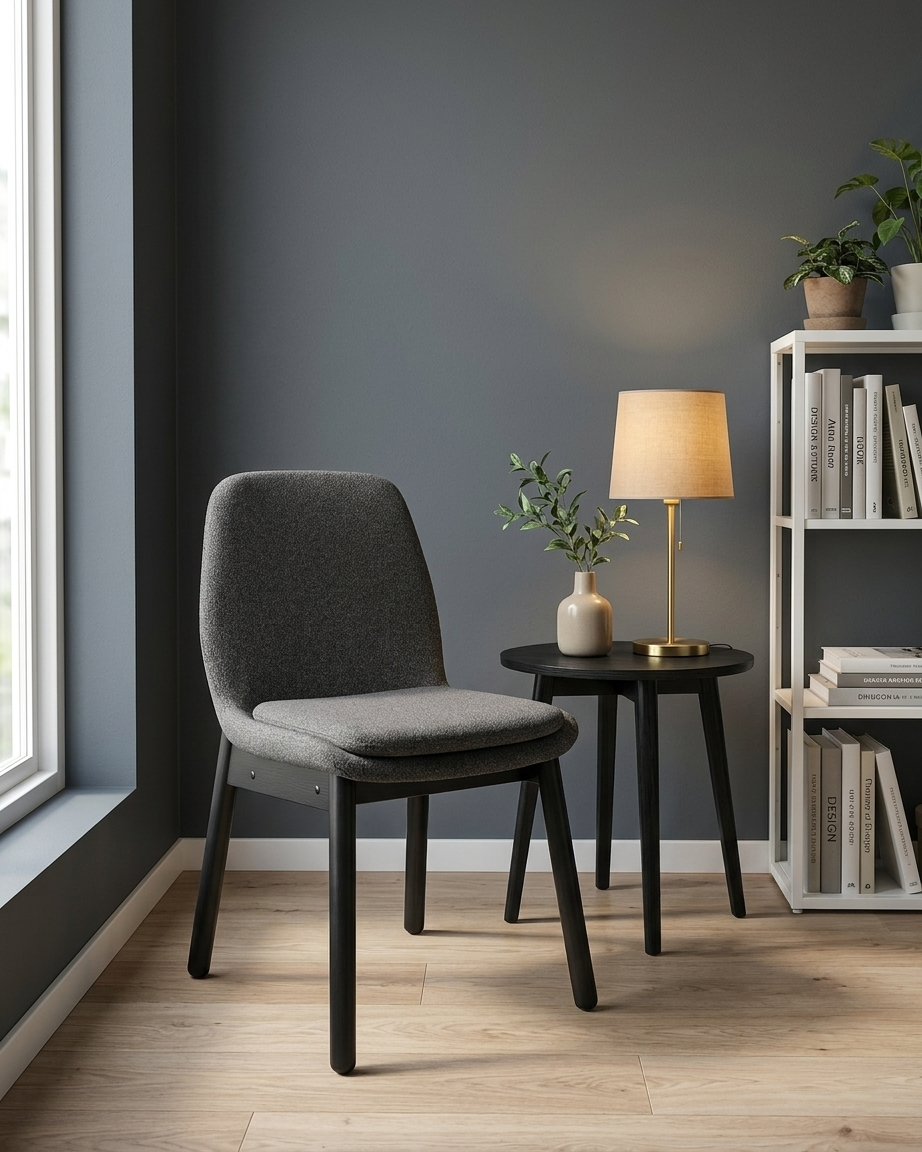 VEDBO Chair, black/Gunnared dark grey