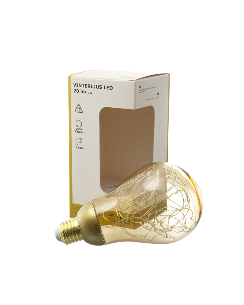 VINTERLJUS LED bulb E27 20 lumen, gold-colour 2500 K