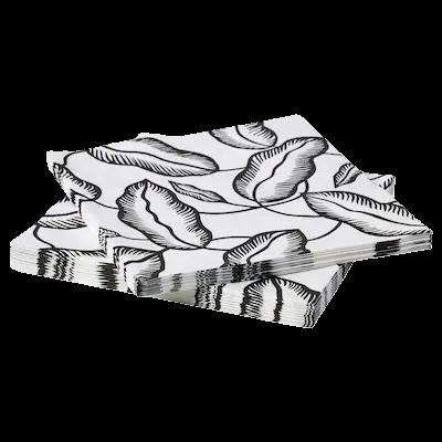 AVSIKTLIG PAPER NAPKIN 33X33 WHI/BLK LEAVES 30-