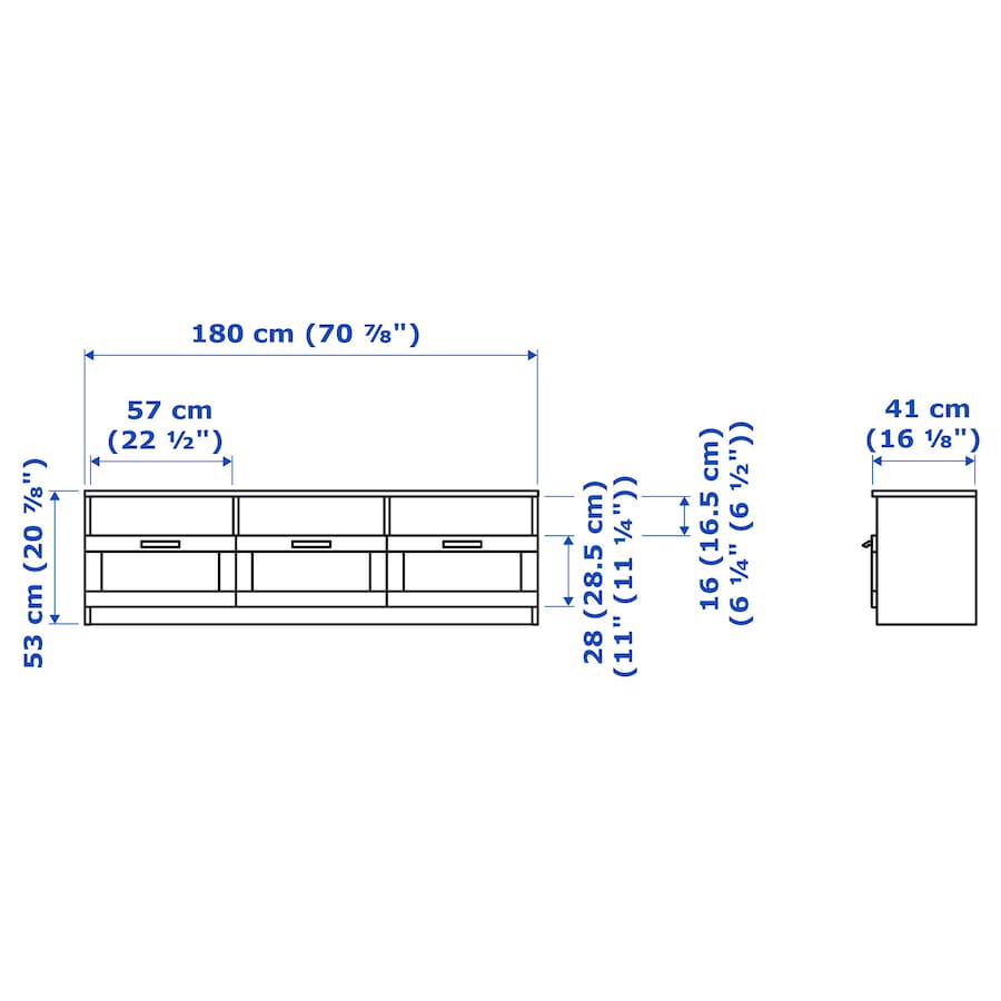 BRIMNES TV bench, White 180x41x53 cm