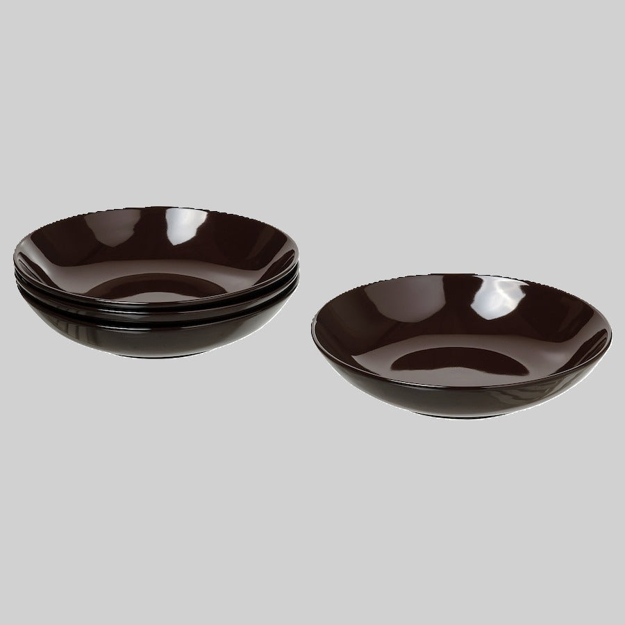 FÄRGKLAR Deep plate, glossy brown, 23 cm/ Pack of 4