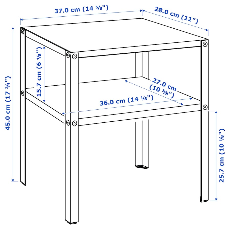 KNARREVIK Bedside table, black37x28 cm